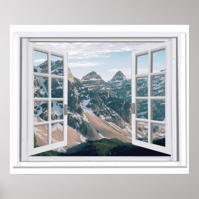 Fenster "Berg Peaks View Fake" Poster (Vorne)