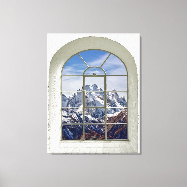 Fenster "Berge" Leinwanddruck (Vorderseite)