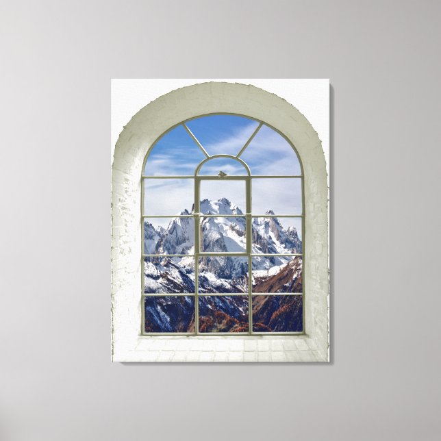 Fenster "Berge" Leinwanddruck (Vorderseite)