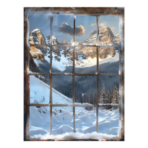 Fenster Blick Winter in Bergen Fotodruck