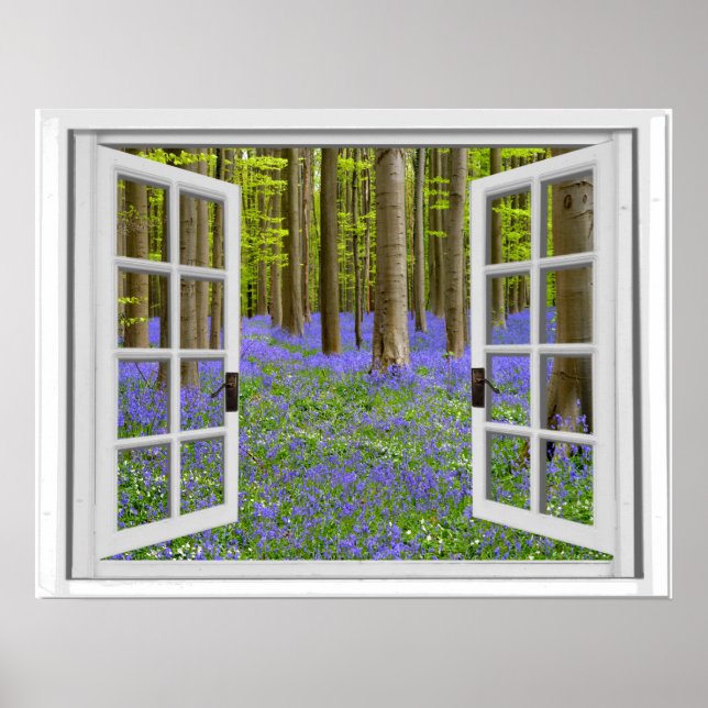 Fenster "Bluebells and Trees View Imitats" Poster (Vorne)