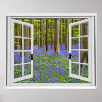 Fenster "Bluebells and Trees View Imitats"
