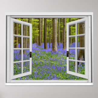 Fenster "Bluebells and Trees View Imitats" Poster