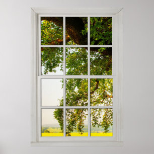 Fenster "Country Oak Tree" mit einer Anzeige Poster