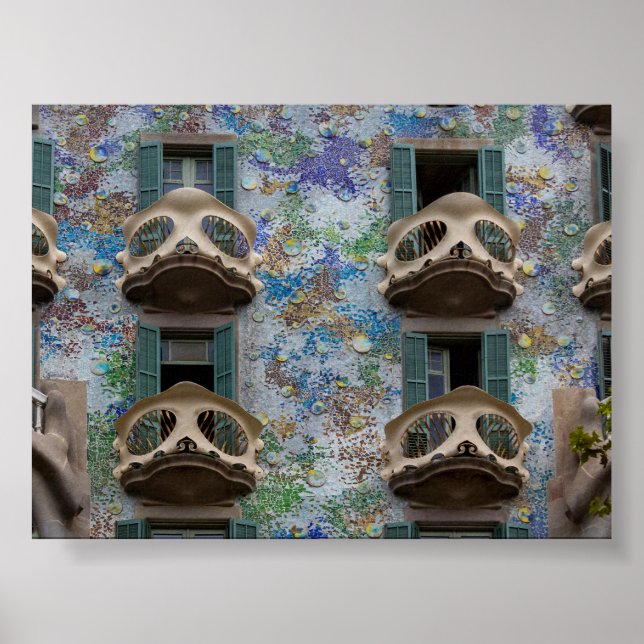 Fenster der Casa Battló in Barcelona Poster (Vorne)