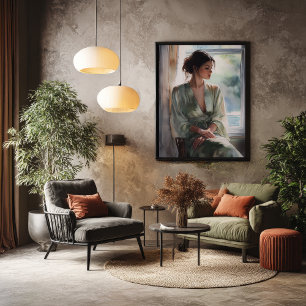 Fenster der Einsamkeit: Aquarellbild Poster