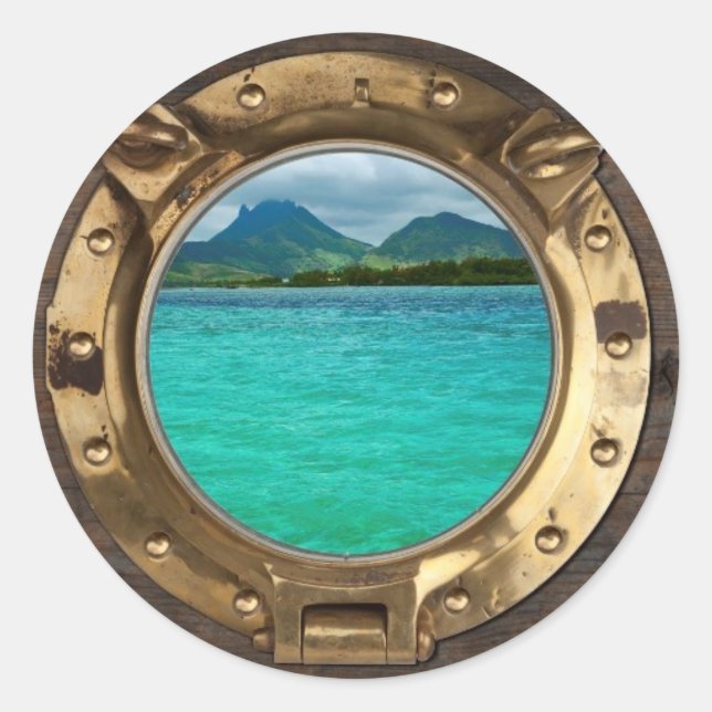 Fenster für antike Schiffe Runder Aufkleber (Vorderseite)