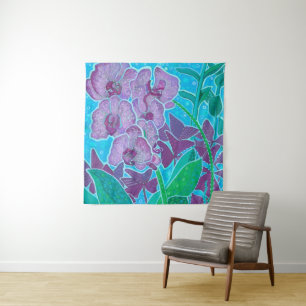 Fenster-Garten-Orchideen-Blumen-Blumen-Botanische Wandteppich