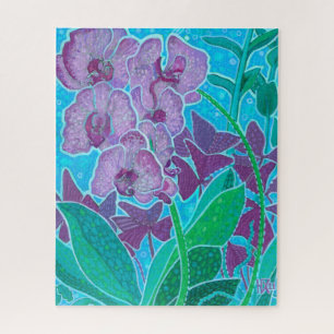 Fenster-Garten-Orchideen-Blumen-Blumen-Kunstmalere Puzzle