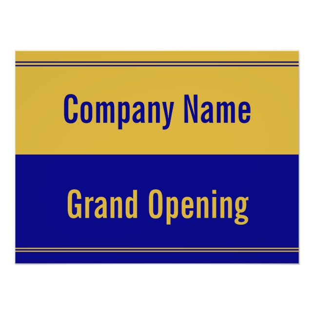 Fenster "Grand Opening Blue Gold Company Name Sign Fotodruck (Vorne)