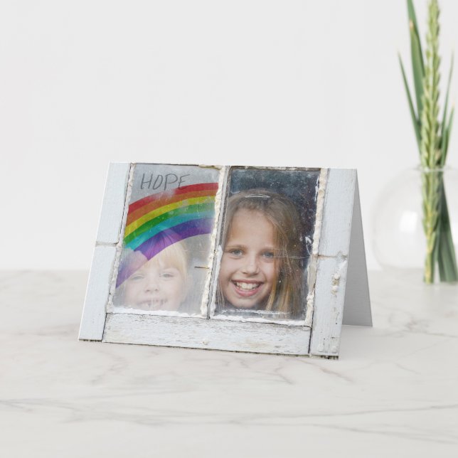 Fenster hoffen Regenbogenschild für Kinder Karte (Vorderseite)