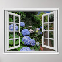 Fenster "Hydrangea Garden View Imitats"