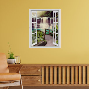 Fenster "Imitate für den Wasserfall auf dem Boardw Poster