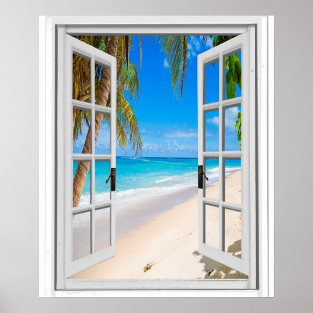 Fenster "Imitate" für Strand und Ozean Poster (Vorne)