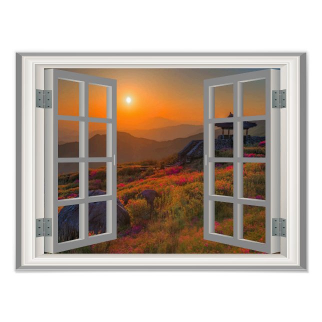 Fenster "Imitate zum Sonnenuntergang im koreanisch Fotodruck (Vorne)