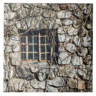 Fenster in einer Steinwand Fliese
