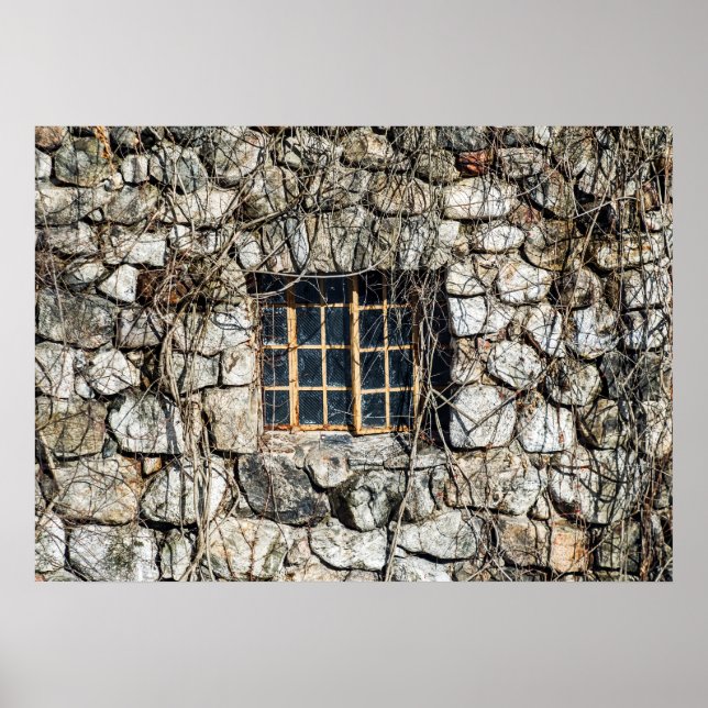 Fenster in einer Steinwand Poster (Vorne)