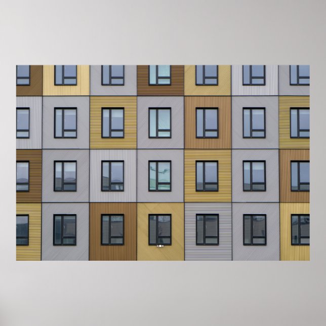 Fenster in Weiß und Beige, Gebäude Poster (Vorne)