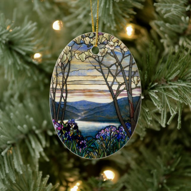 Fenster "Magnolias" und "Irische Festglasfenster" Keramik Ornament (Baum)