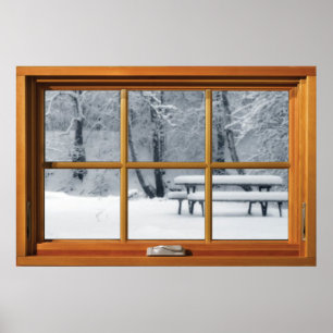 Fenster mit Aussicht - Neuer Schneefall Poster