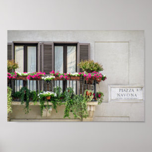 Fenster mit Blume (Italien) Poster