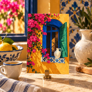Fenster mit Bougainvillea-Kunstprint Poster