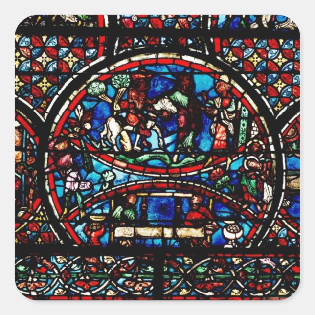 Fenster mit dem guten Samariter Quadratischer Aufkleber (Vorderseite)