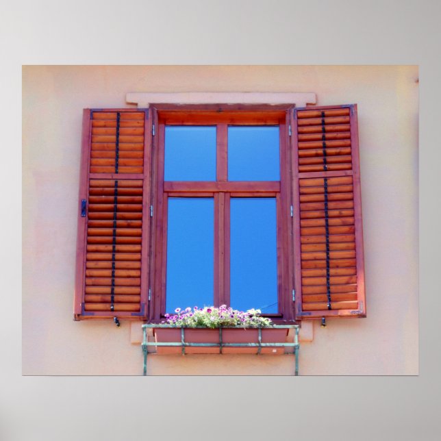 Fenster mit Holzabziehern Poster (Vorne)