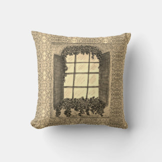 Fenster mit Shutters SEPIA Kissen