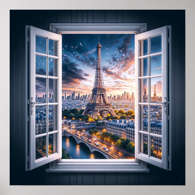 Fenster nach Paris Poster (Vorne)