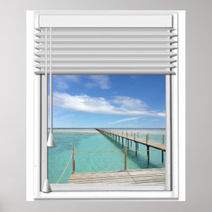 Fenster "Ocean View Imitate" mit Blinden Poster