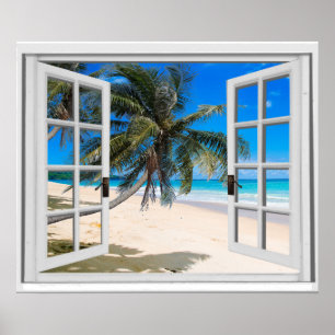 Fenster "Palmen und Ozeane" Poster