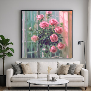 Fenster "Rose" - Farbstille "Stillleben" Poster
