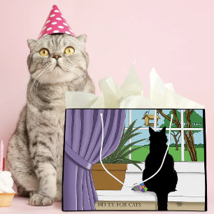 Fenster "Schwarze Katze aussehen" Große Geschenktüte