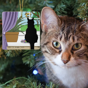 Fenster "Schwarze Katze aussehen" Keramikornament