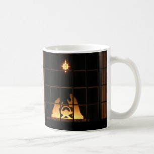 Fenster-Silhouettenativity-frohe Weihnacht-Tasse Kaffeetasse