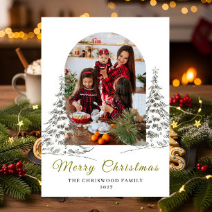 Fenster-Skizze Baum-Feiertagsfoto Feiertagskarte