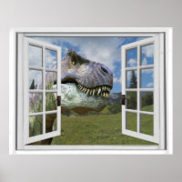 Fenster T-Rex Dinosaur Picture View Fake