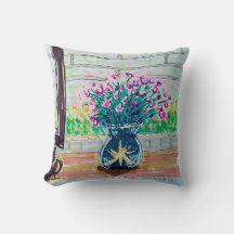 Fenster Tee und Blumen