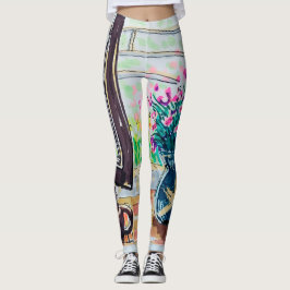 Fenster Tee und Blumen Leggings
