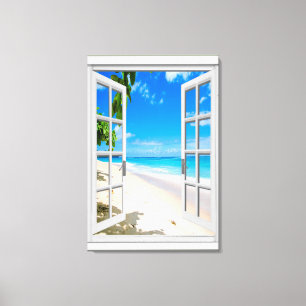 Fenster "Tropical Beach Ocean View Imitate" Leinwanddruck