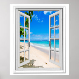 Fenster "Tropical Beach Ocean View Imitate" Poster
