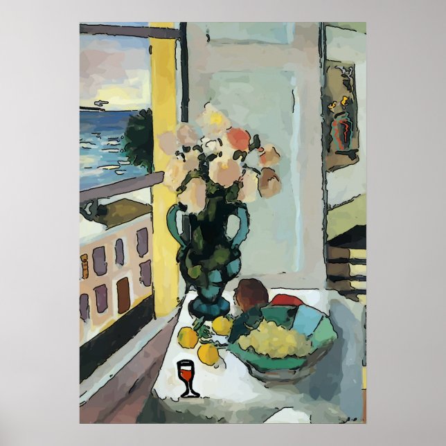 Fenster und Weinglas Abstrakt Poster (Vorne)