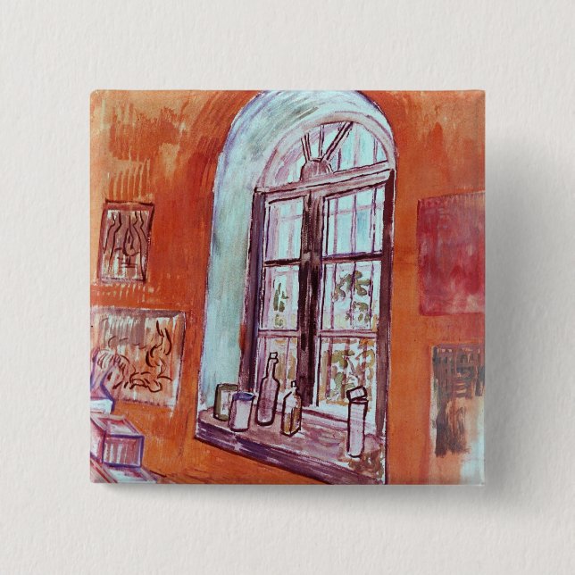 Fenster von Vincent van Gogh's Studio am Asyl Button (Vorderseite)