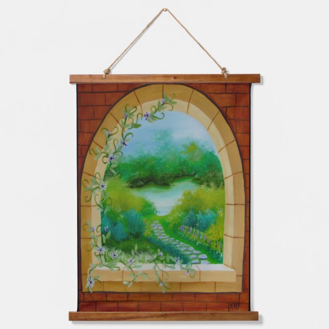 Fenster Wandteppich Mit Holzrahmen (Vorderseite)