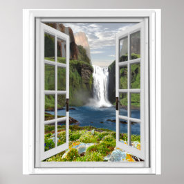 Fenster "Wasserfall-Ansicht" Trompe l'oeil-Effekt- Poster