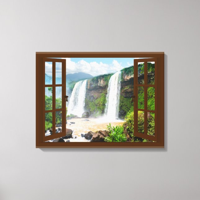 Fenster "Wasserfälle anzeigen" Imitate Leinwanddruck (Vorderseite)