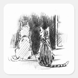 Fenster zum Aussehen von Hunden und Katzen, Beilei Quadratischer Aufkleber