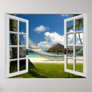 Fenster zum tropischen Fake Poster