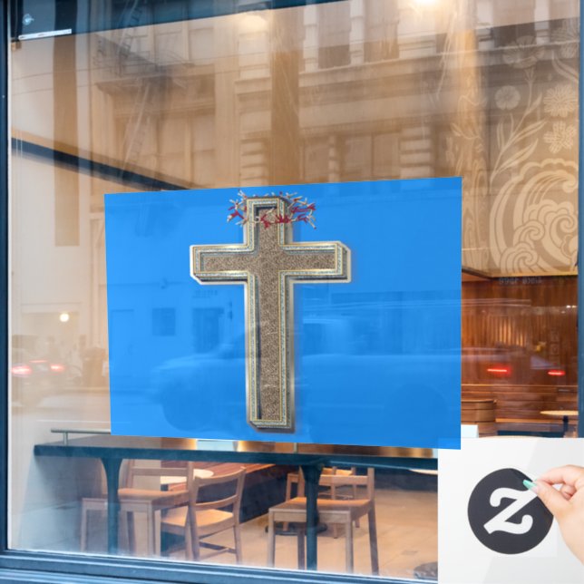 Fensteraufkleber Blau Hintergrund (Café-Fenster)